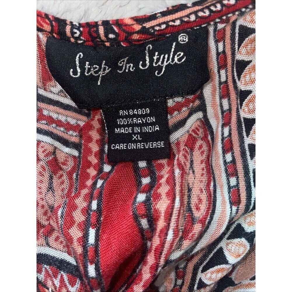 Step In Style Dress Sleeveless Black Printed Triangle Hem Size XL - Picture 5 of 5